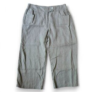 Orvis Women's 100% Linen Pants Ankle Cropped Neutral Casual Size 16 *FLAWED